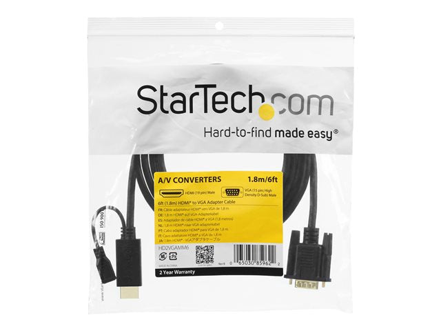 Cable HDMI - micro USB tipo b a vga startech 2m · macho - hembra - macho · negro