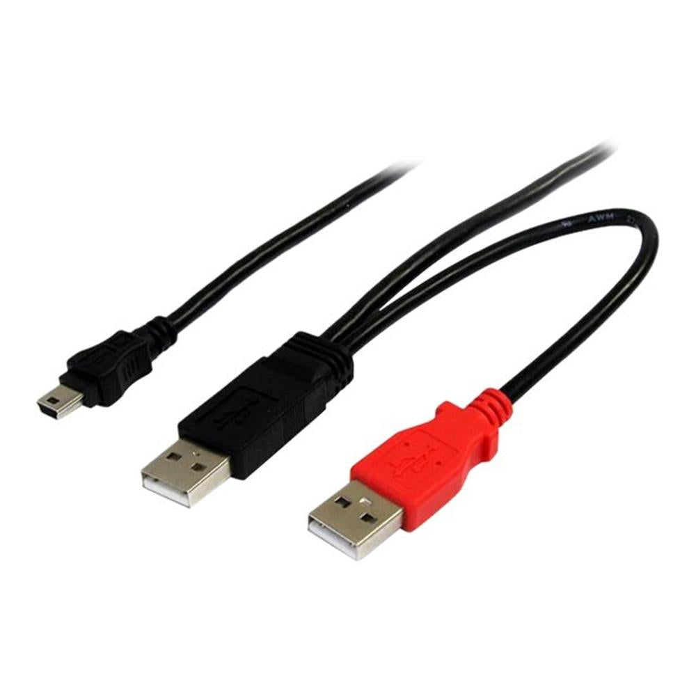 Cable mini USB tipo b a 2x USB tipo a startech 1.8m · macho - macho · negro