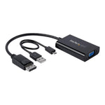 Adaptador displayport a vga startech 0.184m · macho - hembra · negro + cable micro USB tipo b a USB tipo a