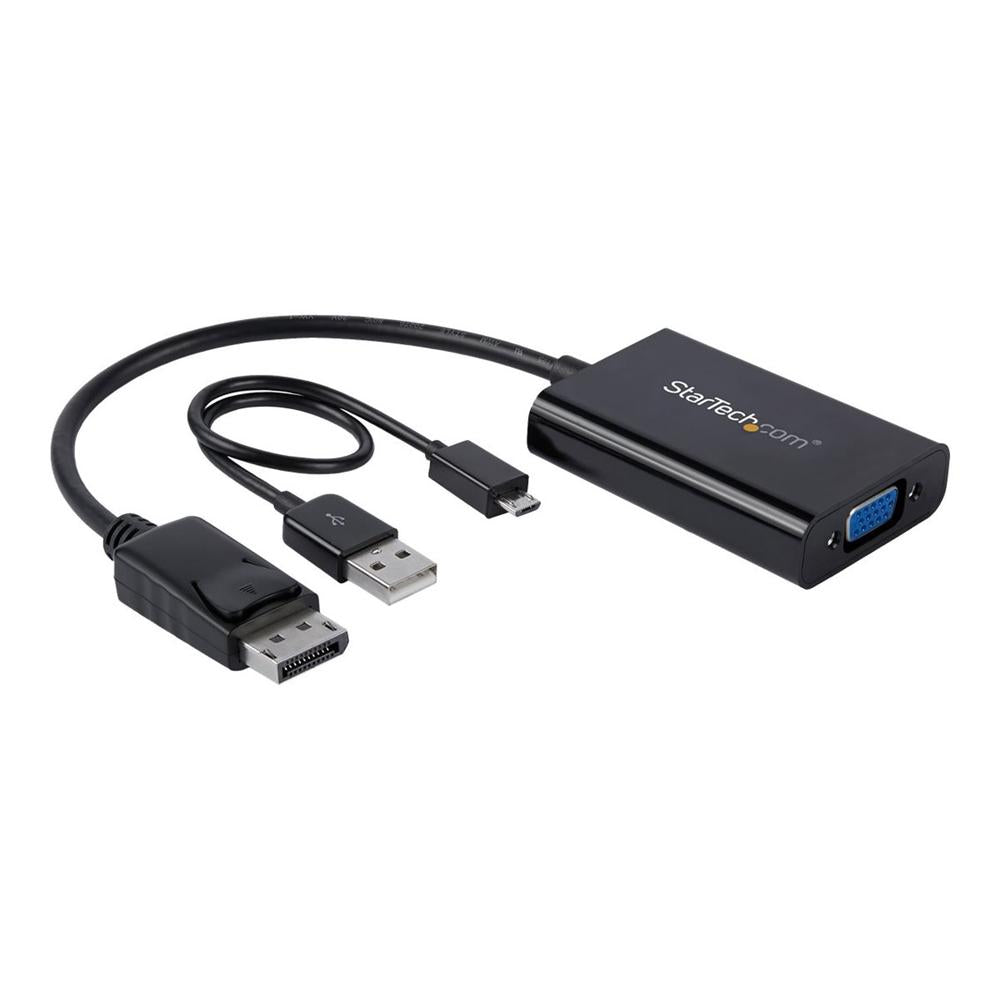 Adaptador displayport a vga startech 0.184m · macho - hembra · negro + cable micro USB tipo b a USB tipo a