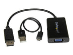 Adaptador displayport a vga startech 0.184m · macho - hembra · negro + cable micro USB tipo b a USB tipo a