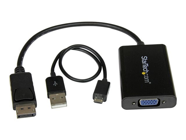 Adaptador displayport a vga startech 0.184m · macho - hembra · negro + cable micro USB tipo b a USB tipo a