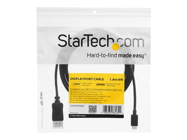 Cable USB tipo c a displayport 4K startech 1.8m · macho - macho · negro