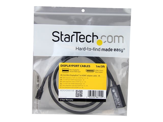 Cable mini dp a HDMI startech 1m · macho - macho · negro