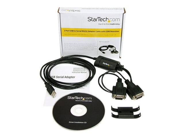 Cable 2x db9 a USB tipo a startech 1.8m · macho - macho · negro