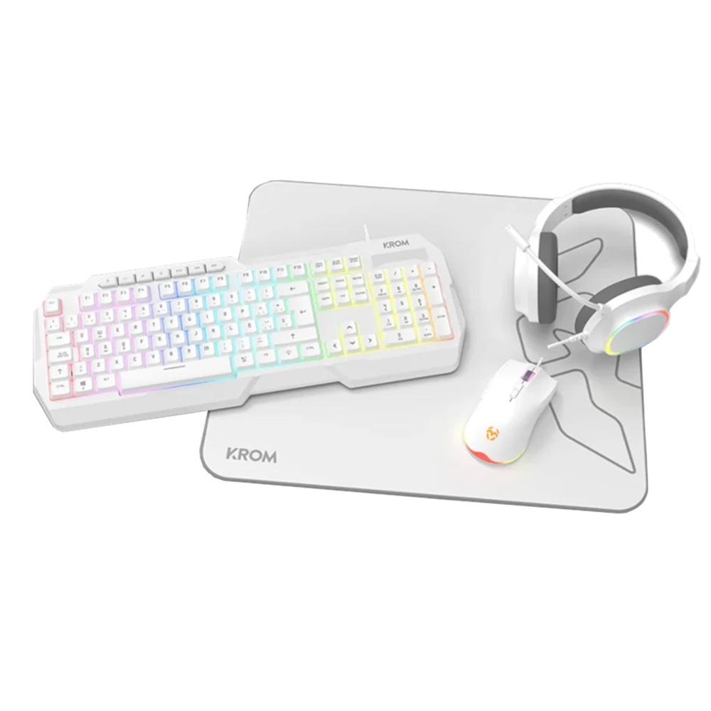 Kit gaming Krom kenta pc 4 en 1 RGB Blanco #blanco