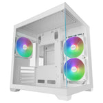 Caja ordenador mars gaming mc - view3w mATX argb cristal templado blanca