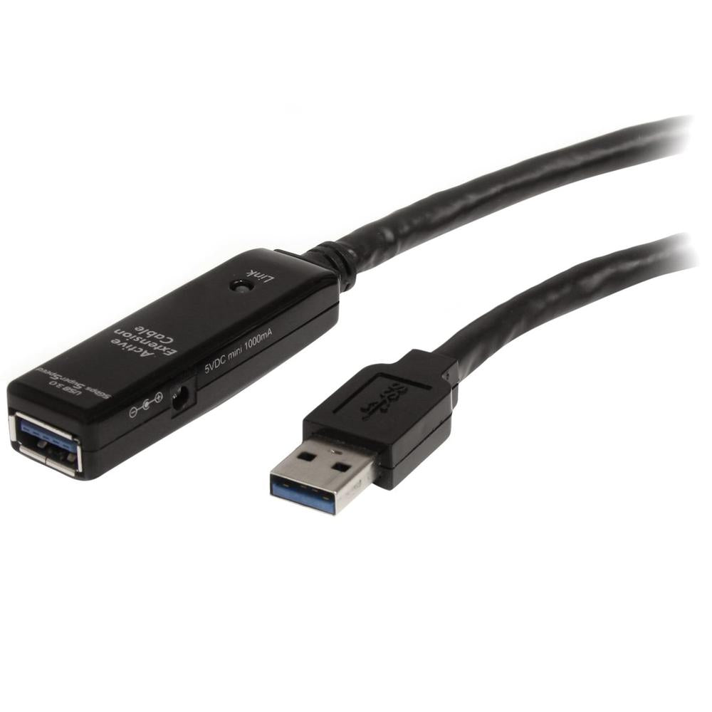 Cable USB tipo a startech 10m · macho - hembra · negro