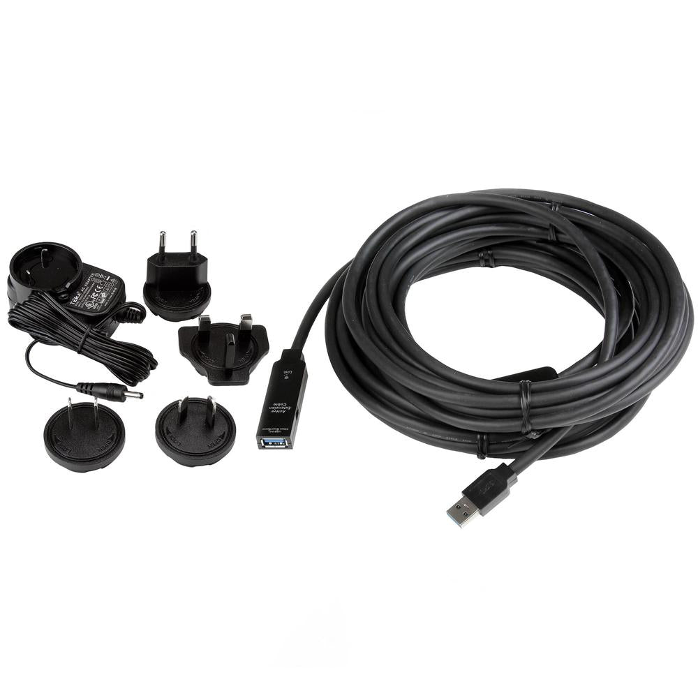 Cable USB tipo a startech 10m · macho - hembra · negro