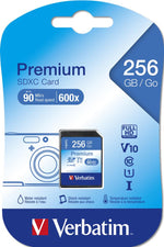 Tarjeta memorio sdxc Verbatim premium 256GB c10