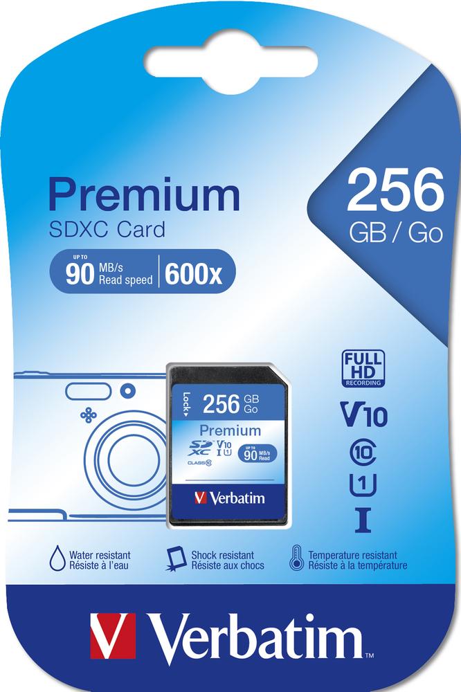 Tarjeta memorio sdxc Verbatim premium 256GB c10
