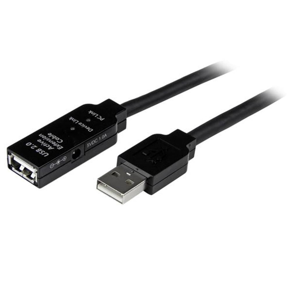 Cable USB tipo a startech 20m · macho - hembra · negro