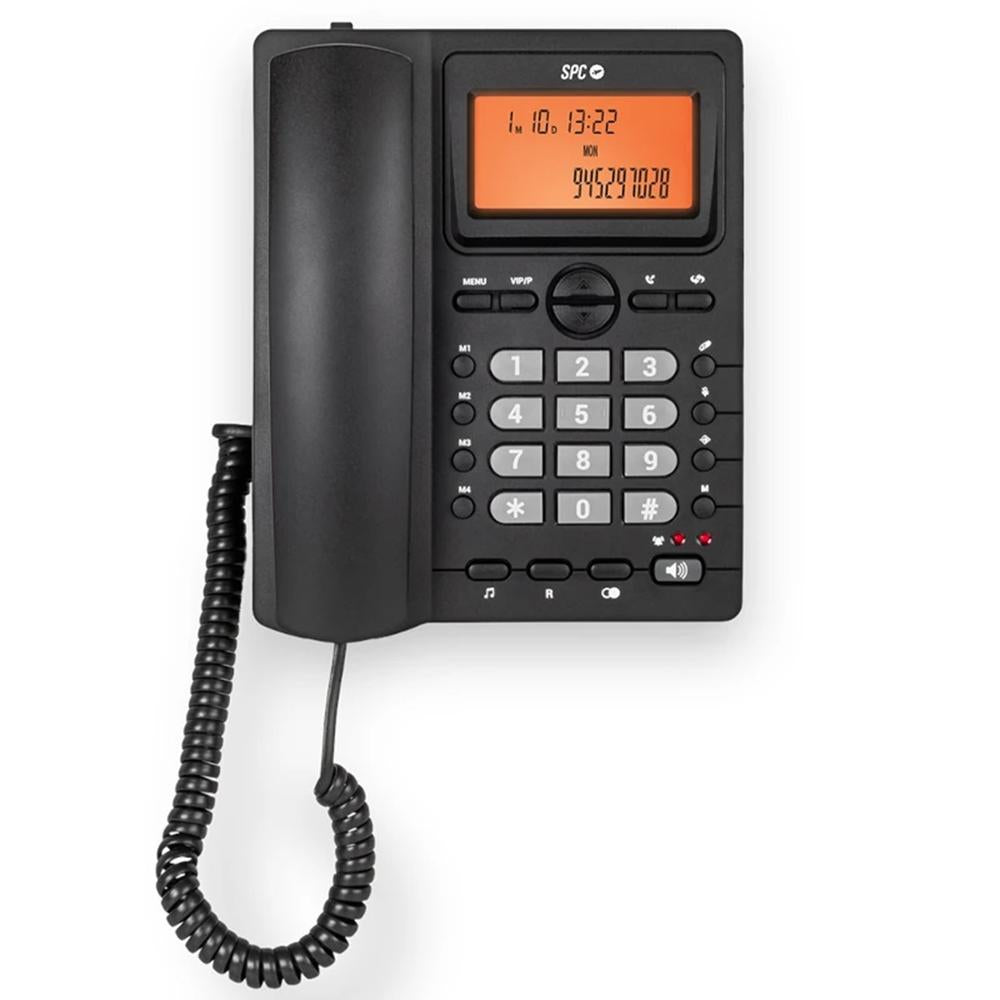 Telefono fijo SPC office id 2 lcd negro mute - 24 melodias - tecla r - 4 memorias directas