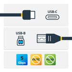 Cable USB tipo c a USB tipo b startech 2m · macho - macho · negro