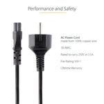 Cable schuko a c5 startech 2m · macho - hembra · negro