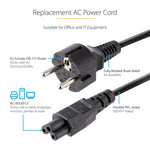 Cable schuko a c5 startech 2m · macho - hembra · negro