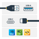 Cable USB tipo c a USB tipo a startech 0.5m · macho - macho · negro