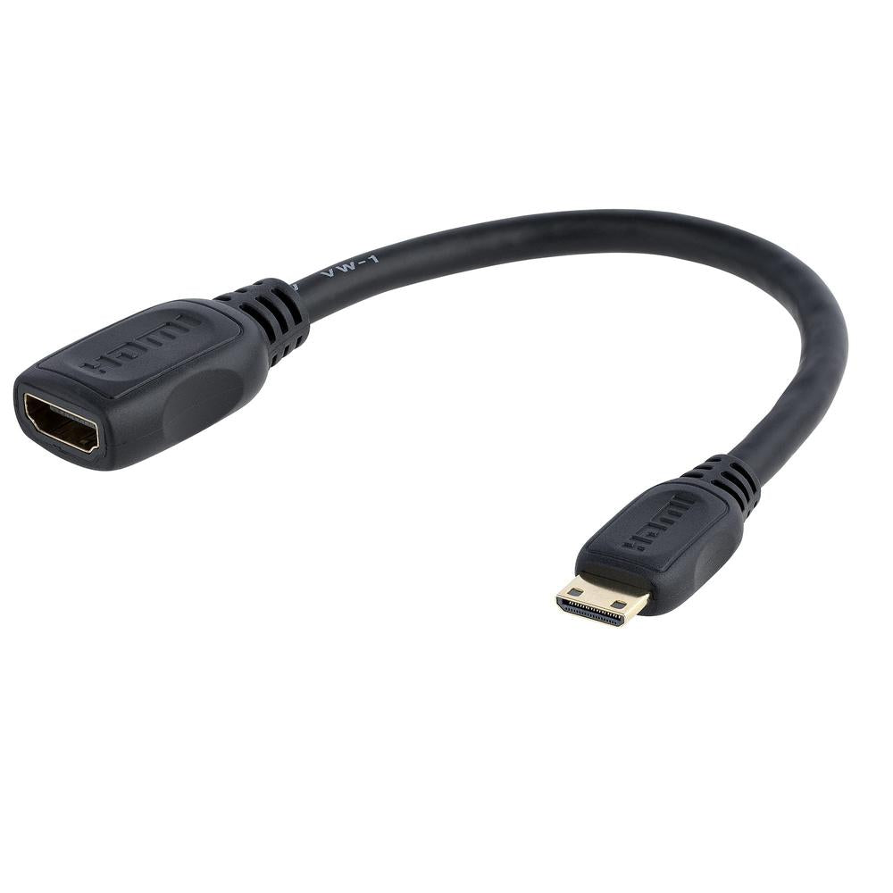 Cable mini HDMI a HDMI startech 0.125m · macho - hembra · negro