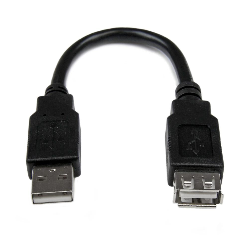 Cable USB tipo a startech 0.15m · macho - hembra · negro