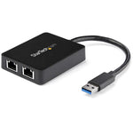 Adaptador USB tipo a a 2x RJ45 startech macho - hembra · negro