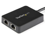 Adaptador USB tipo a a 2x RJ45 startech macho - hembra · negro