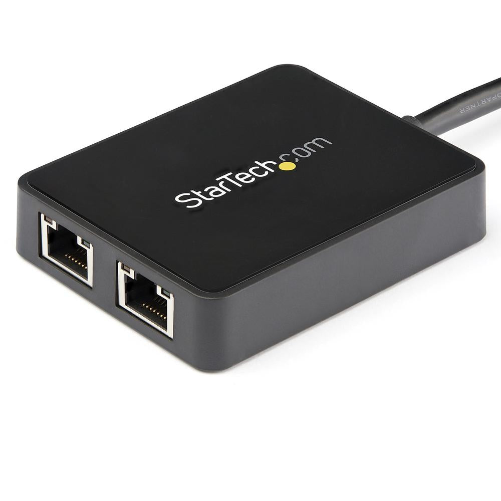 Adaptador USB tipo a a 2x RJ45 startech macho - hembra · negro