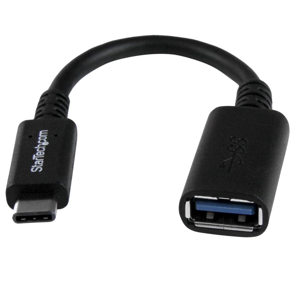 Cable USB tipo c a USB tipo a startech 0.15m · macho - hembra · negro