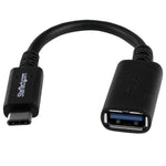 Cable USB tipo c a USB tipo a startech 0.15m · macho - hembra · negro
