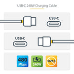 Cable USB tipo c startech 4m · macho - macho · blanco