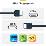 Cable USB tipo c startech 3m · macho - macho · negro trenzado