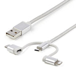 Cable USB tipo a a micro USB · USB tipo c · lightning startech 1m · macho - macho · plata trenzado