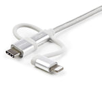 Cable USB tipo a a micro USB · USB tipo c · lightning startech 1m · macho - macho · plata trenzado