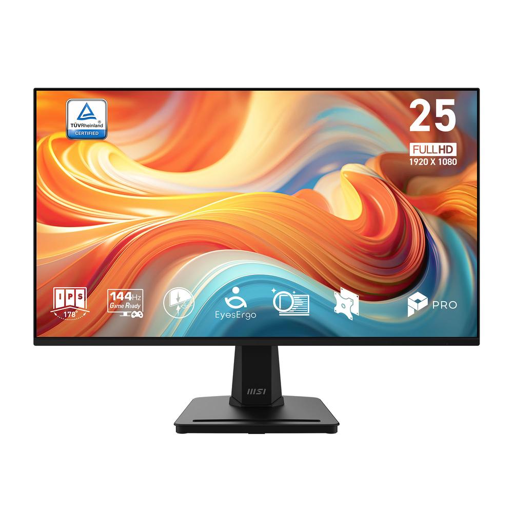 Monitor LED 24.5 pulgadas MSI mp251 e14l IPS · FHD · dp · HDMI · vga · 144hz · 1ms · vesa 100x100