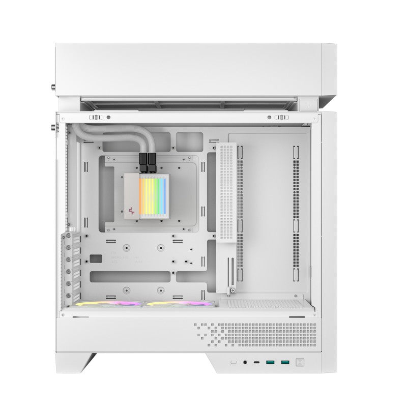 Caja ordenador gaming Deepcool cl6600 wh ATX RGB cristal templado blanca y madera
