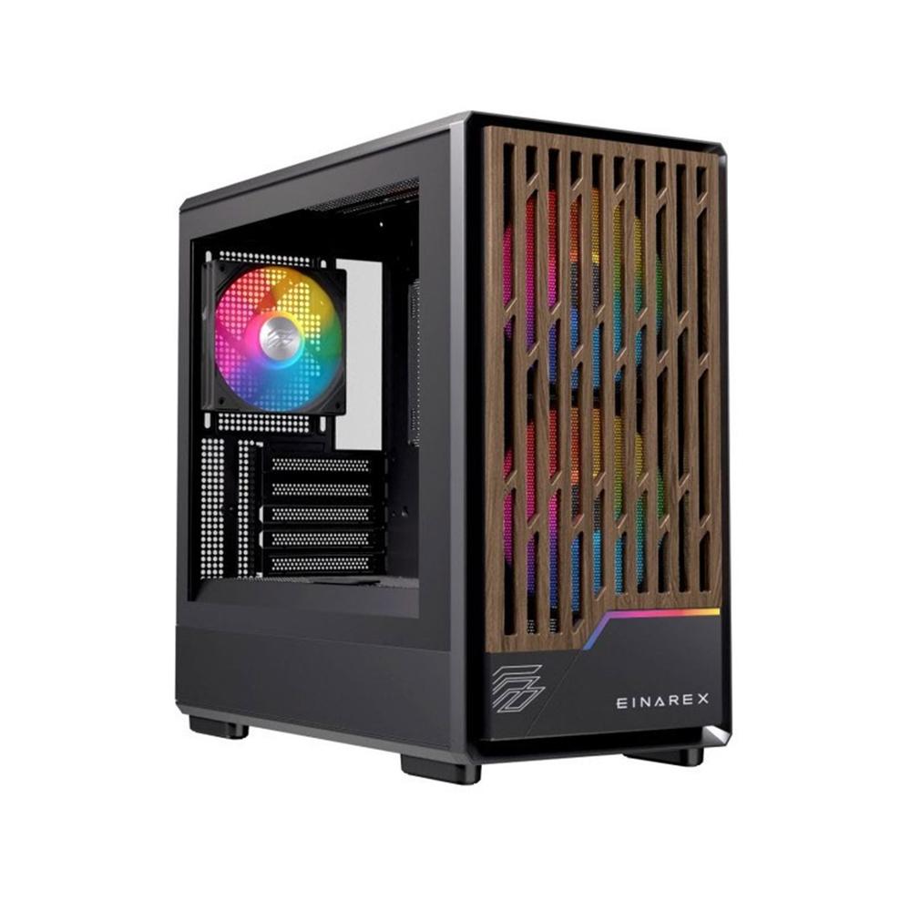 Caja ordenador gaming Einarex pm400 mATX RGB cristal templado negra