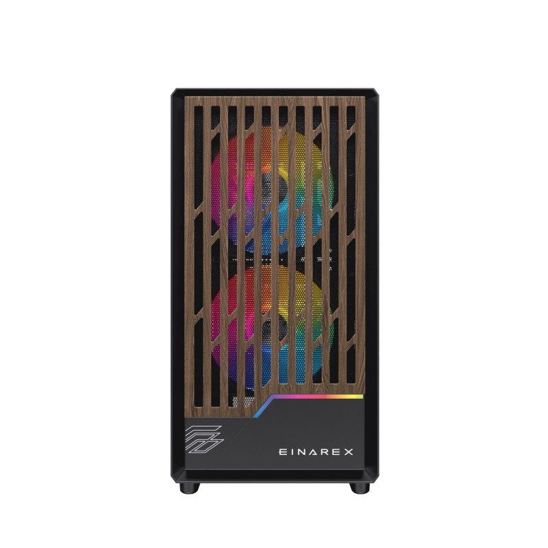 Caja ordenador gaming Einarex pm400 mATX RGB cristal templado negra