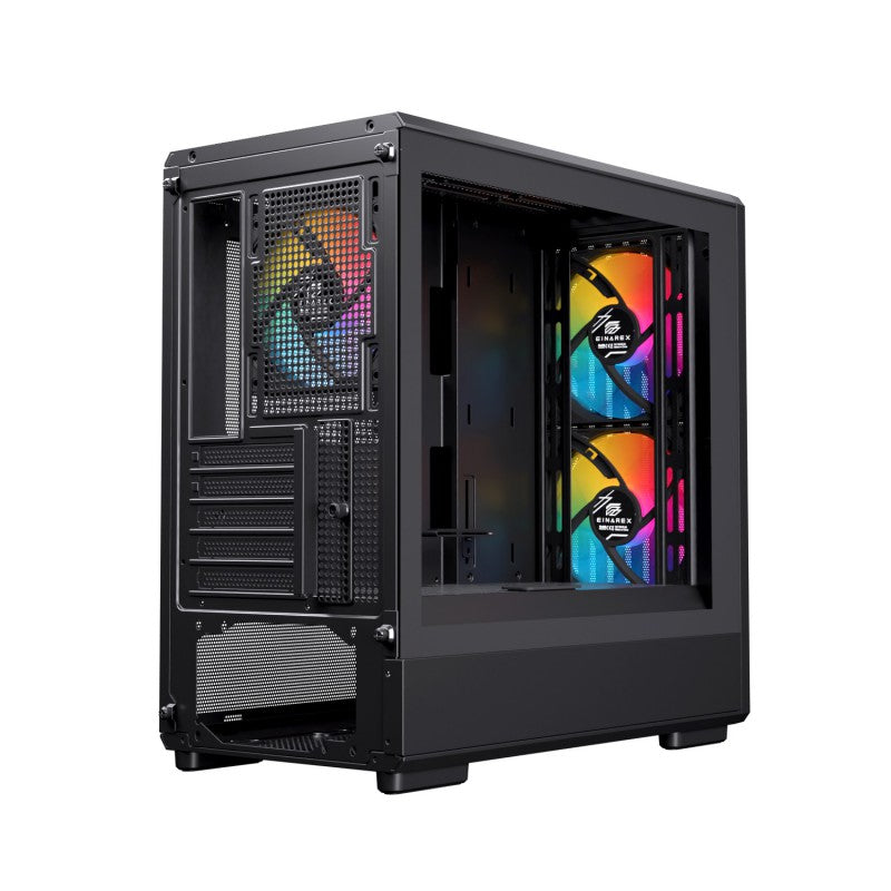 Caja ordenador gaming Einarex pm400 mATX RGB cristal templado negra
