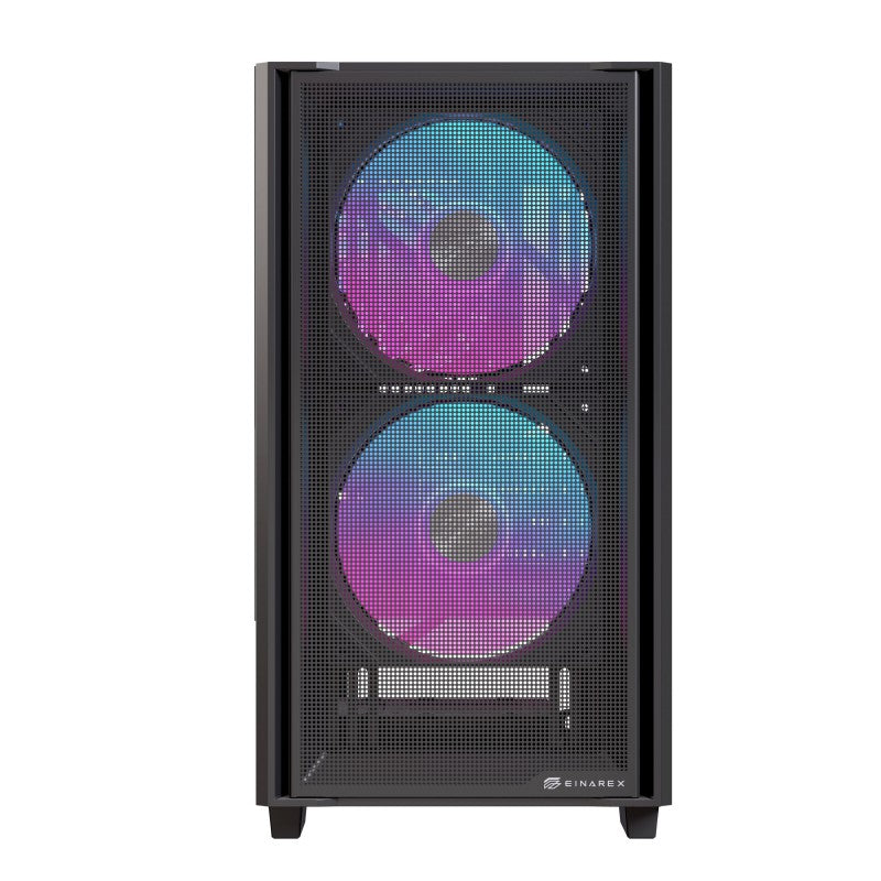 Caja ordenador gaming Einarex pm150 mATX RGB cristal templado negro
