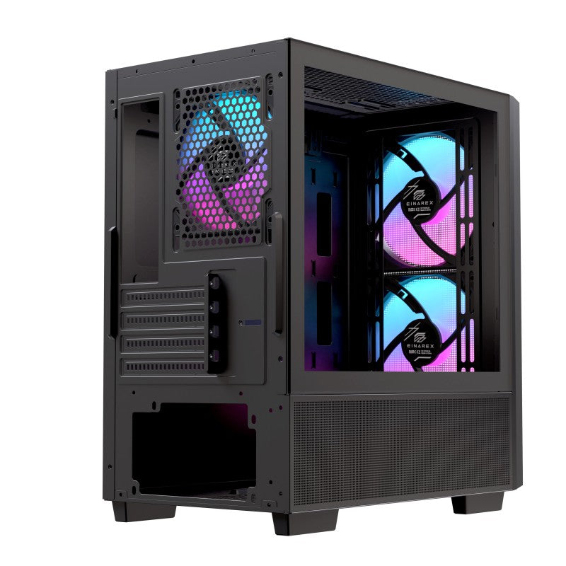 Caja ordenador gaming Einarex pm150 mATX RGB cristal templado negro