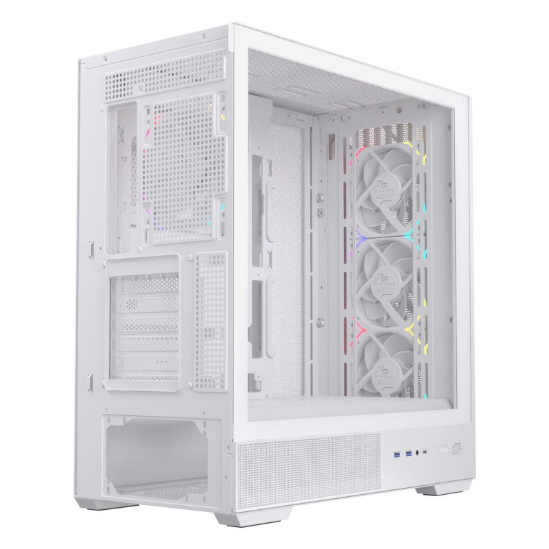 Caja ordenador gaming Einarex p800 ATX RGB cristal templado blanca