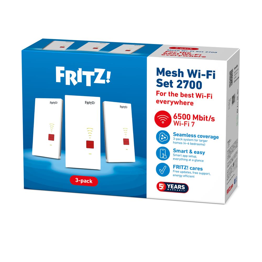 Repetidor WiFi 7 fritz! 2700 5G mesh 3 unidades
