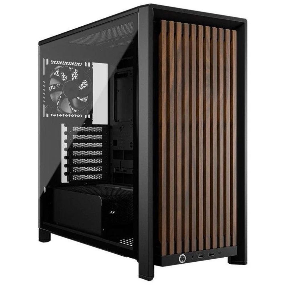 Caja ordenador gaming Corsair frame 4000d rs wood ATX cristal templado negra