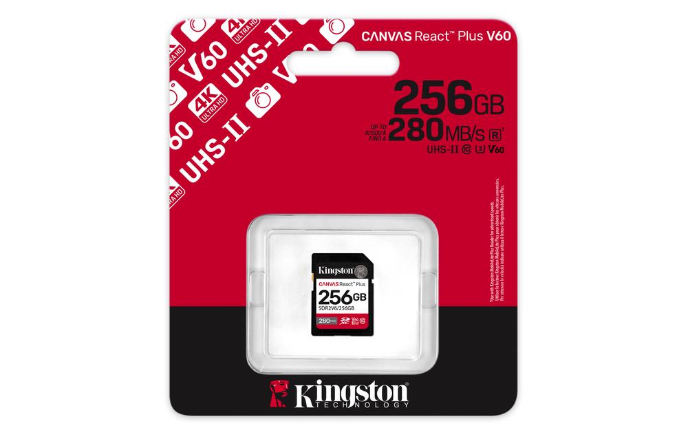 Tarjeta memoria sdxc 256GB Kingston canvas react plus uhs - ii clase 10