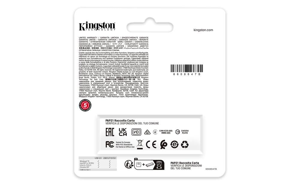 Memoria USB 3.2 Kingston 128GB datatraveler exodia