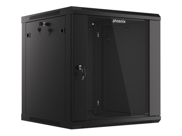 Armario rack phoenix 12u 600x600x640 auto - ensamblado 19'' hasta 60 kg negro