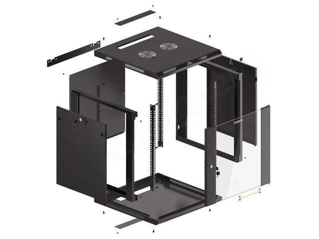 Armario rack phoenix 12u 600x600x640 auto - ensamblado 19'' hasta 60 kg negro