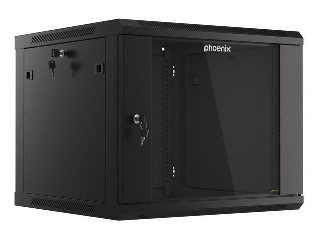 Armario rack phoenix 9u 600x600x501 auto - ensamblado 19'' hasta 60 kg negro