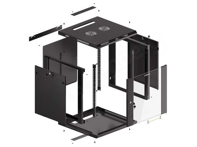 Armario rack phoenix 9u 600x600x501 auto - ensamblado 19'' hasta 60 kg negro