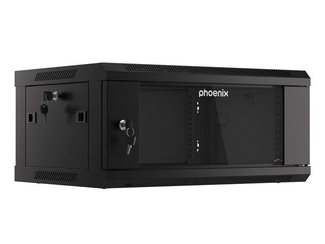 Armario rack phoenix 4u 600x450x279 auto - ensamblado 19'' hasta 60 kg negro