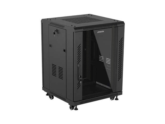Armario rack phoenix 15u 600x600 de pie servidor 19'' hasta 1000 kg negro